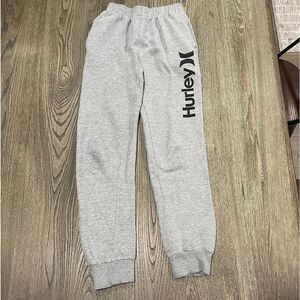 Hurley Boys Youth Jogger Sweatpants Fleece Elastic Waist Pull-On Gray Size L